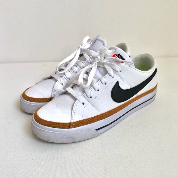 Nike Shoes - Nike Court Legacy Sneakers | White, Black, Desert Ochre Size 7 Athletic Casual